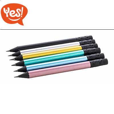 Mini matita in legno nero con gomma