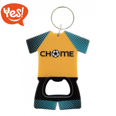 Portachiavi apribottiglie a forma di t-shirt e pantaloncini