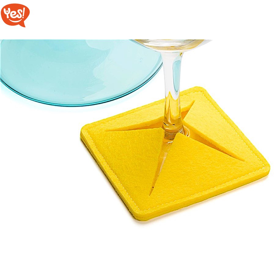Daff Sottobicchiere Quadrato In Feltro Blu - 20x20 Cm, Proteggi Tavolo