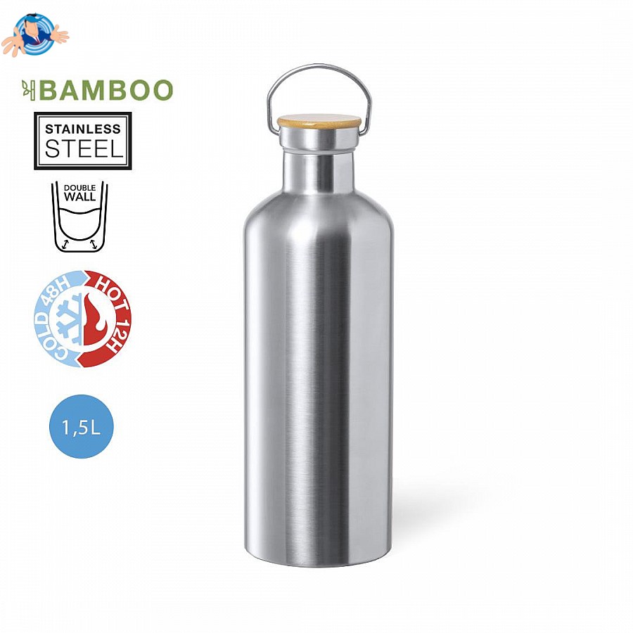 Borraccia termica da 1,5 litri in acciaio inox, Logo Personalizzato