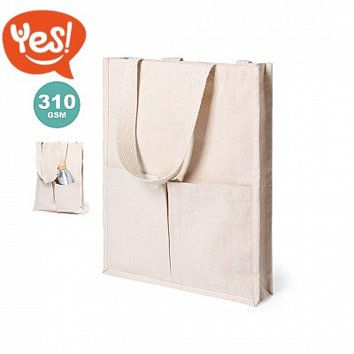 Borsa shopping in cotone pesante con tasche