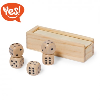 Set dadi in legno con custodia