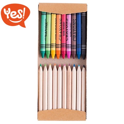 kit colori a cera e matite in legno