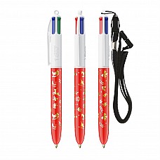 Penna a sfera Bic 4 Colours con lanyard