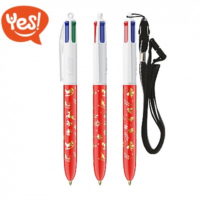 Penna a sfera Bic 4 Colours con lanyard
