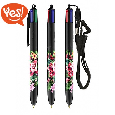 Penna a sfera Bic 4 Colours con lanyard