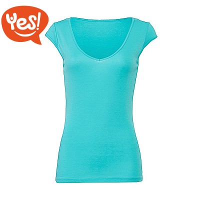 T-Shirt a costine sottili con scollatura a V T-Shirt a costine sottili con scollatura a V