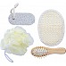 Set da bagno con spugne e spazzola per capelli