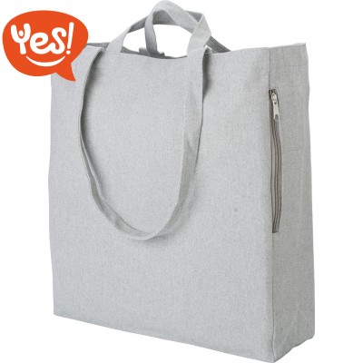 Borsa shopper in cotone riciclato con tasca