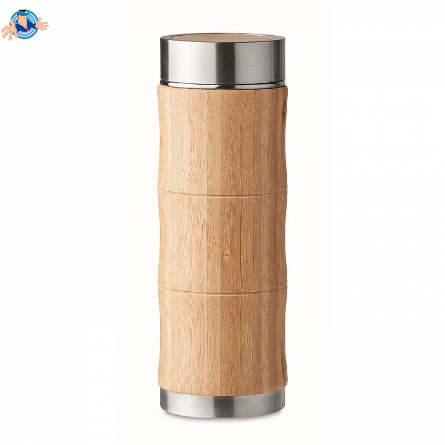 Borraccia termica in bambù con infusore per il tè, Logo Personalizzato