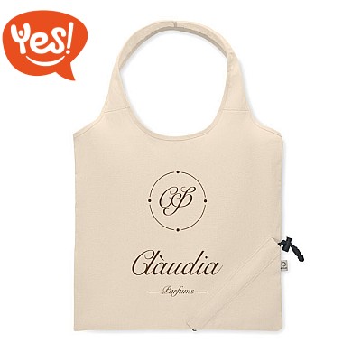 Borsa shopper pieghevole in cotone riciclato