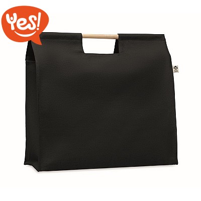 Borsa shopping in tela organica con manici in bambù Borsa shopping in tela organica con manici in bambù