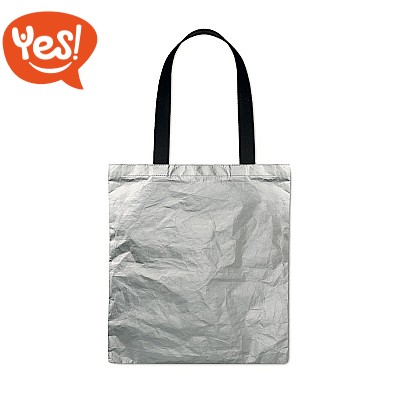 Borsa shopping riciclabile argentata in Tyvek