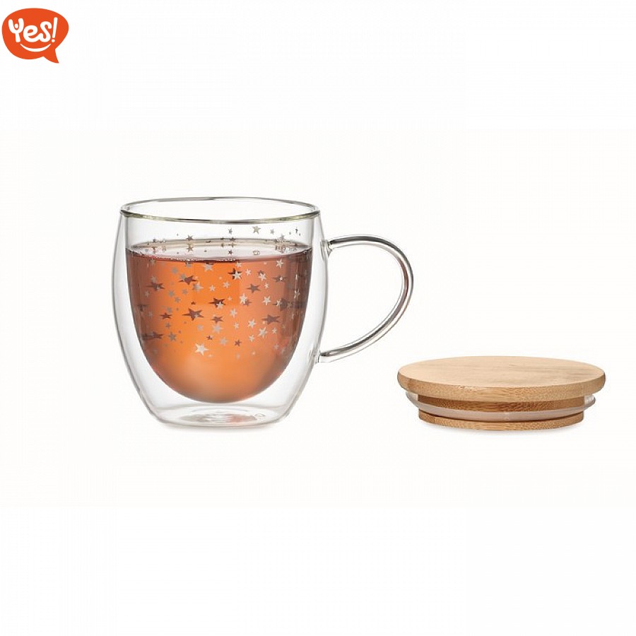 Tazza Auto-Mescolante In Vetro 400ml - Self Stirring Mug Con Coperchio, Effetto Legno, Per Caffè, Latte, Proteine - 3