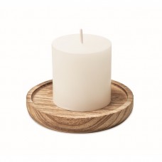 Candela con base rotonda in legno 