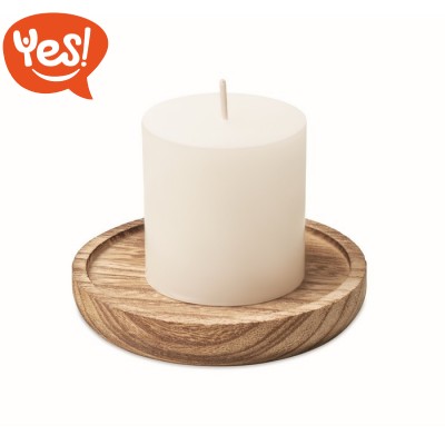 Candela con base rotonda in legno