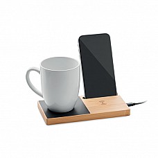 Caricabatterie con stand per smartphone e scalda tazza