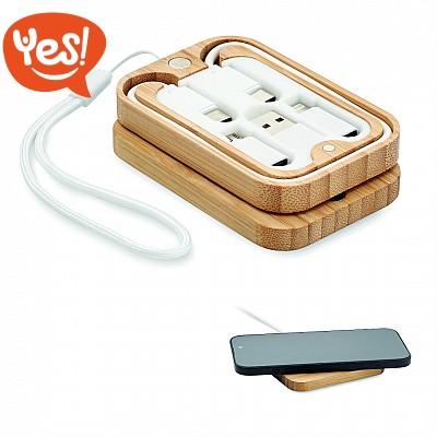 Caricabatterie wireless con connettori in astuccio personalizzabile