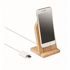 Caricatore magnetico wireless in bambù con supporto per smartphone