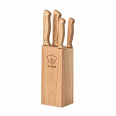 Ceppo in legno personalizzabile con 5 coltelli