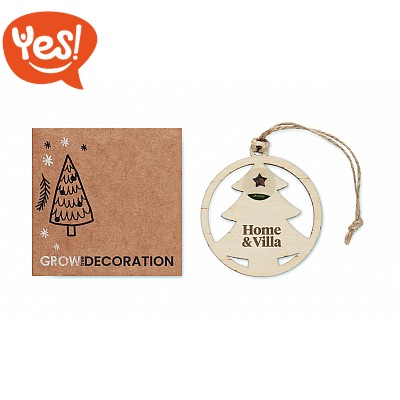 Decorazione natalizia in legno con semi di abete