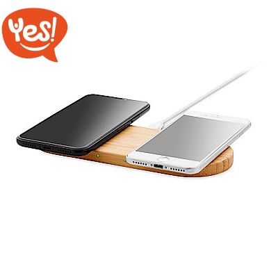 Doppio caricatore wireless in bamboo