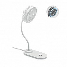 Lampada da tavolo con ventilatore e caricatore per smartphone