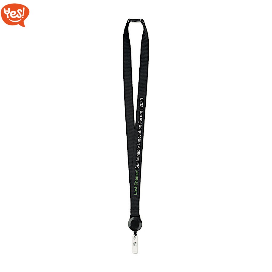 Lanyard con porta badge retrattile, Logo Personalizzato