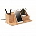 Portapenne in bambù con supporto per smartphone e caricatore wireless