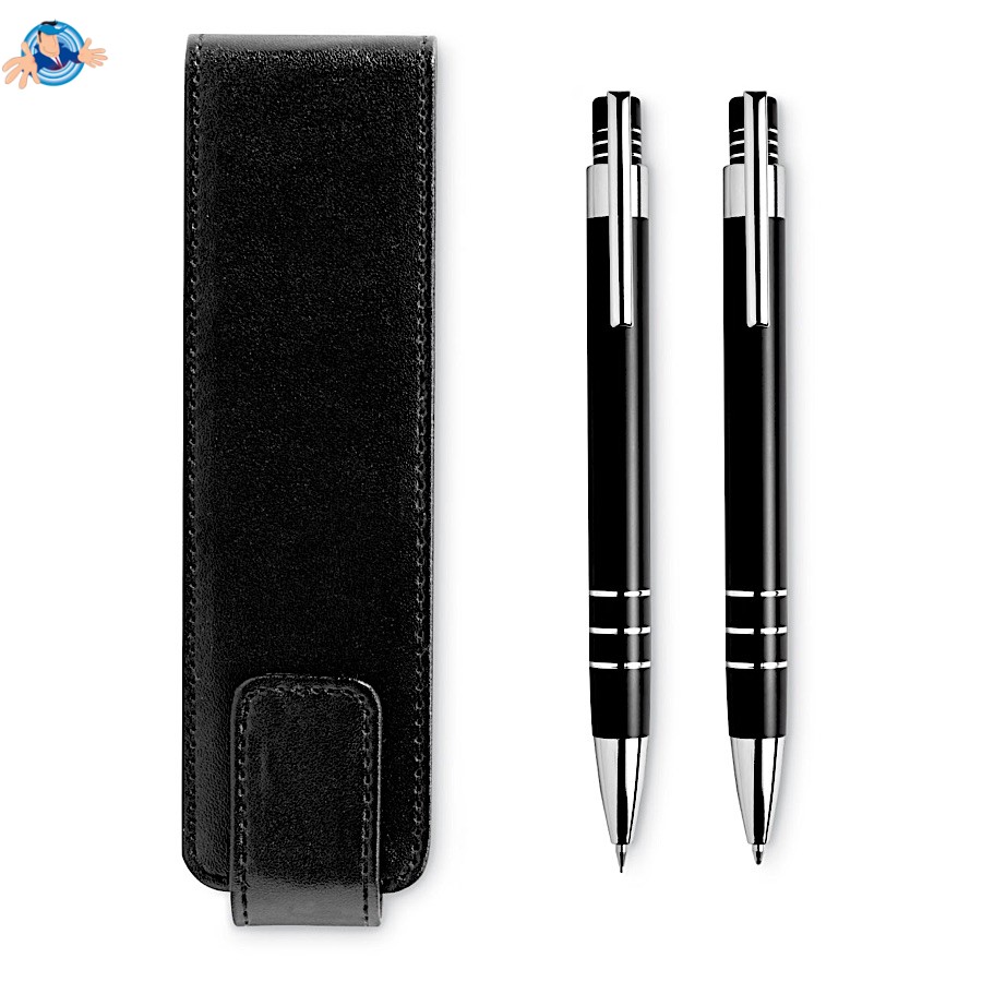 Set penna e matita in alluminio con astuccio regalo, Logo Personalizzato