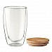 Bicchiere in vetro 450 ml con tappo in bamboo personalizzabile
