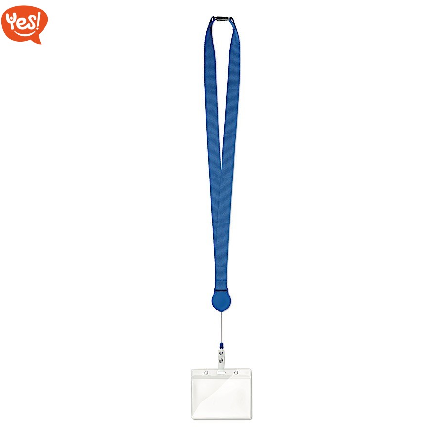 Lanyard con porta badge retrattile, Logo Personalizzato