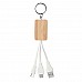 Portachiavi in bamboo con cavi USB-A, Micro-B e C
