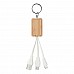 Portachiavi in bamboo con cavi USB-A, Micro-B e C