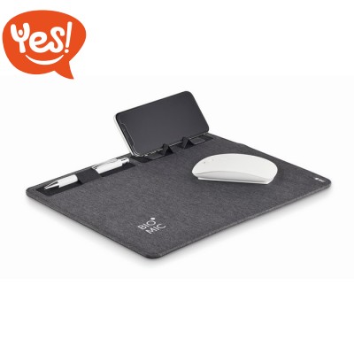 Mousepad ecologico con caricatore e supporto per smartphone