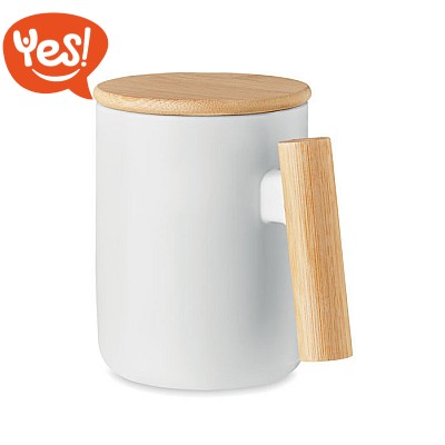 Mug in porcellana con coperchio