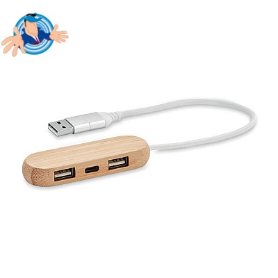 Multipresa hub USB in bambù