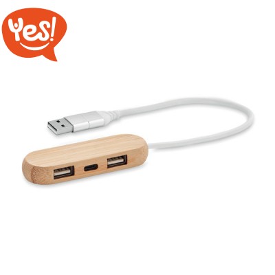 Multipresa hub USB in bambù