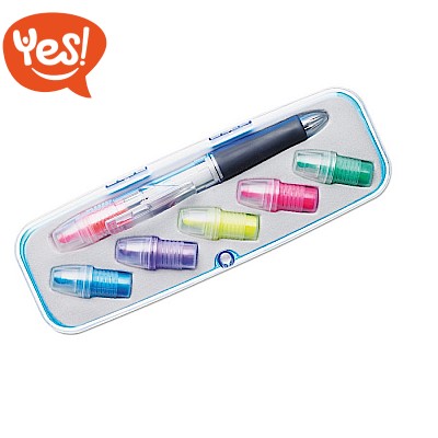 Penna a sfera 3 colori ed evidenziatore 6 colori Penna a sfera 3 colori ed evidenziatore 6 colori