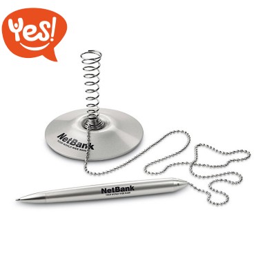 Penna a sfera in ABS con base in metallo e corda