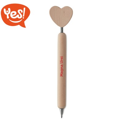 Penna a sfera in legno con cuore
