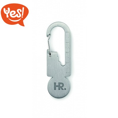 Portachiave con gettone apribottiglie e righello