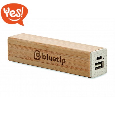 Powerbank con custodia in bambù