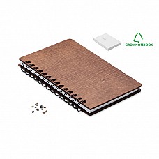 Quaderno con spirale e semi di betulla