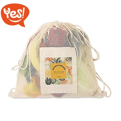 Sacca in rete con tasca in cotone