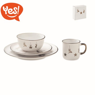 Servizio breakfast in ceramica con decoro natalizio Servizio breakfast in ceramica con decoro natalizio