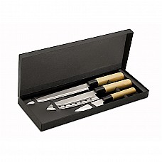 Set 3 coltelli legno e acciaio