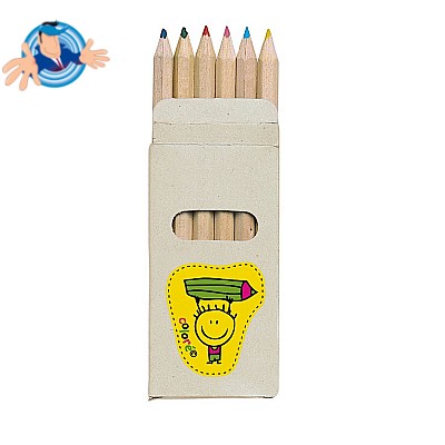 Set 6 mini matite colorate in confezione di cartone