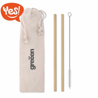 Set cannucce di bamboo riutilizzabili