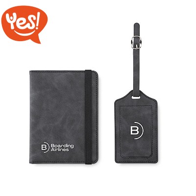 Set da viaggio con portapassaporto ed etichetta per bagaglio Set da viaggio con portapassaporto ed etichetta per bagaglio